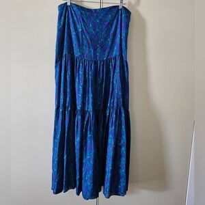 Veronica Beard Blue Floral Silk Maxi Skirt. Size 16. NWOT